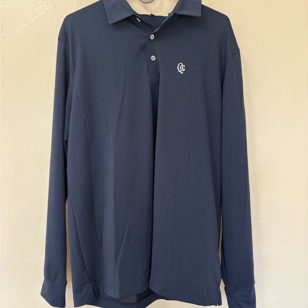 Men's NWOT Quiet Golf Navy Long Sleeve Polo Shirt - Picture 2 of 4